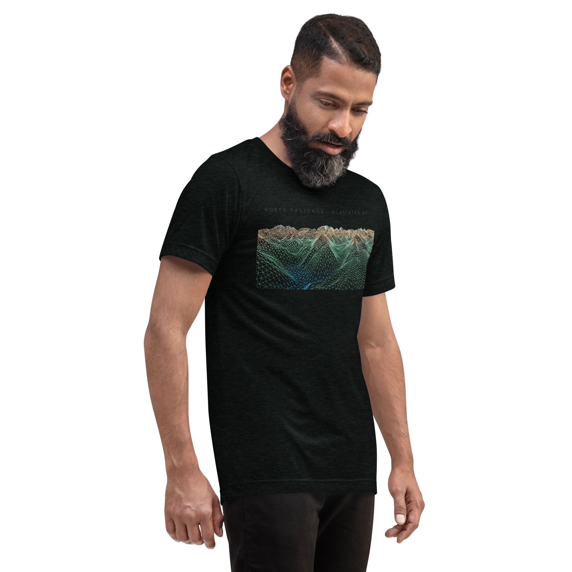 North Palisade - Glaciated AF - Tri-Blend T-Shirt - Model View (Solid Black Triblend)